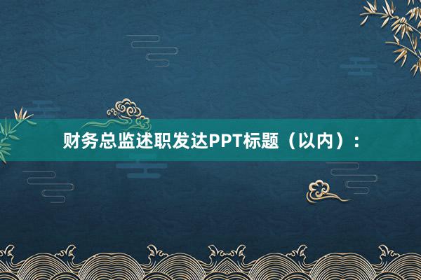 财务总监述职发达PPT标题(以内):